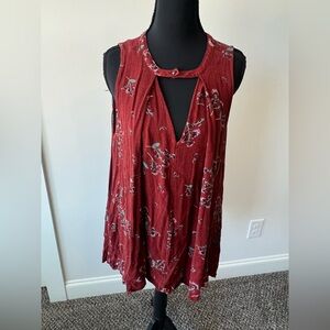 Free People Snap Out Of It Sleeveless Swing Tunic Top Floral Rust Size S